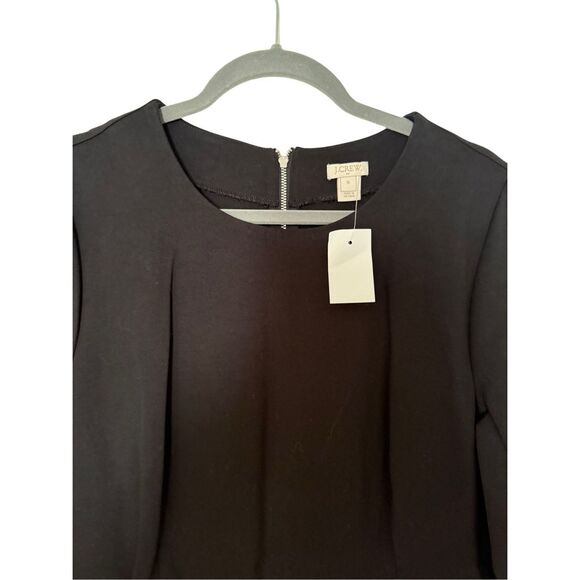 NWT J. Crew Womens Black Zip Ponte 3/4 Sleeve Stretch Knit Sheath Dress Size 16 - Picture 4 of 13